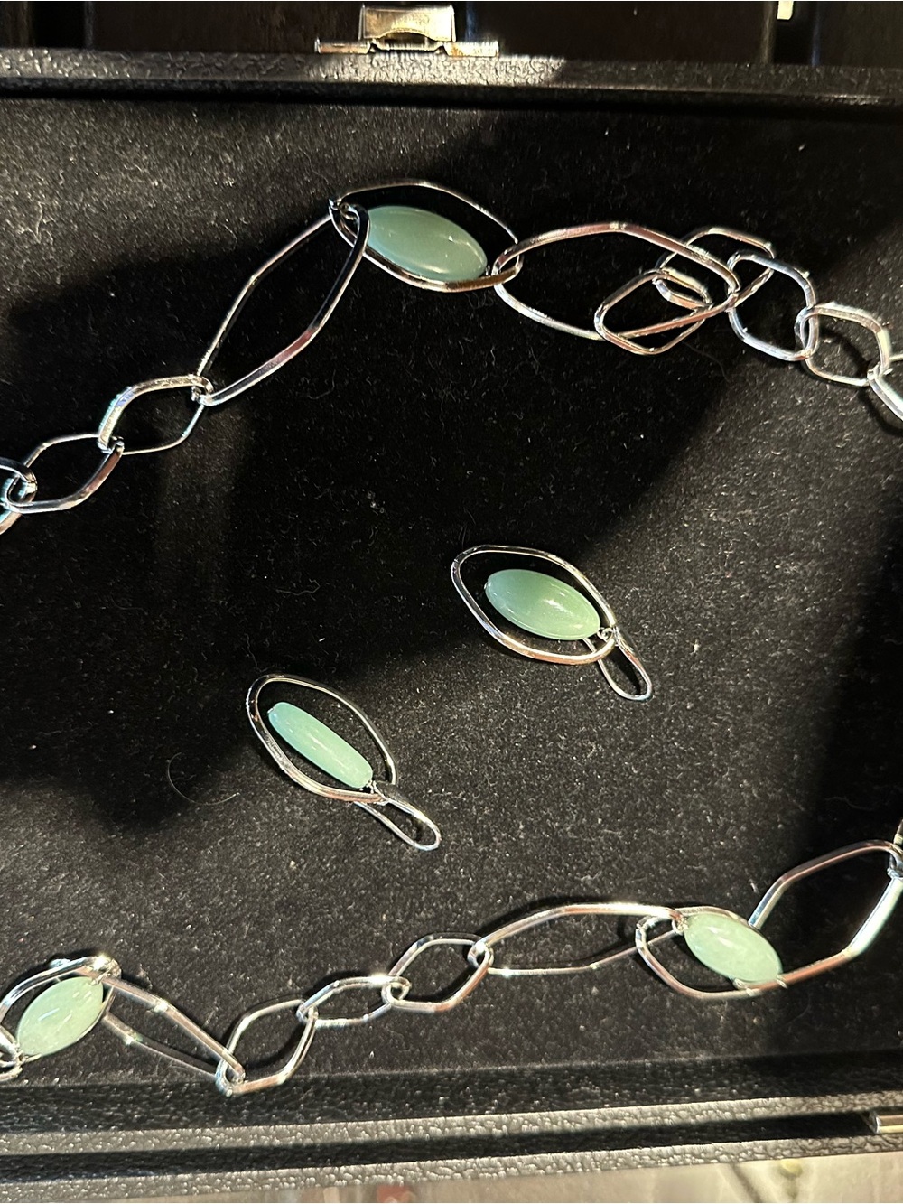 Simon Collins Stainless Steel Aquamarine Neclace and Earrings Set